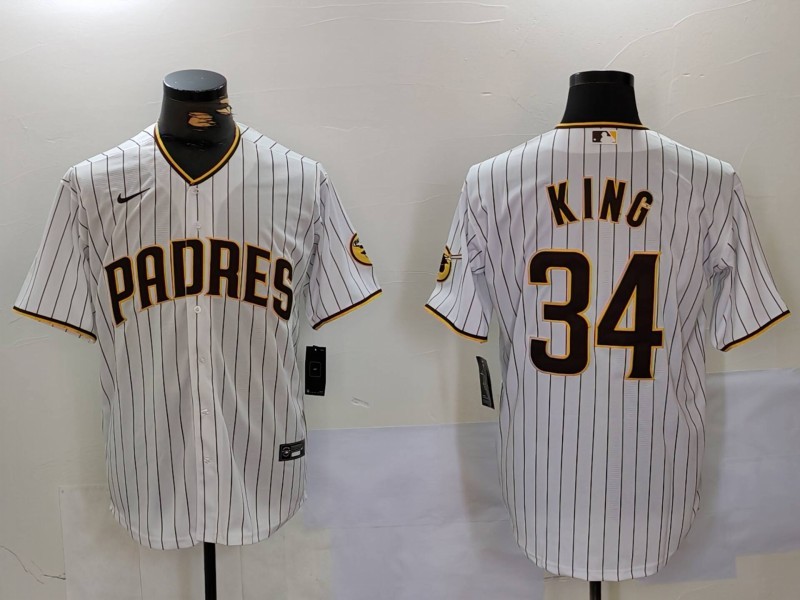 Men's San Diego Padres Michael King #34 White Home Limited Jersey